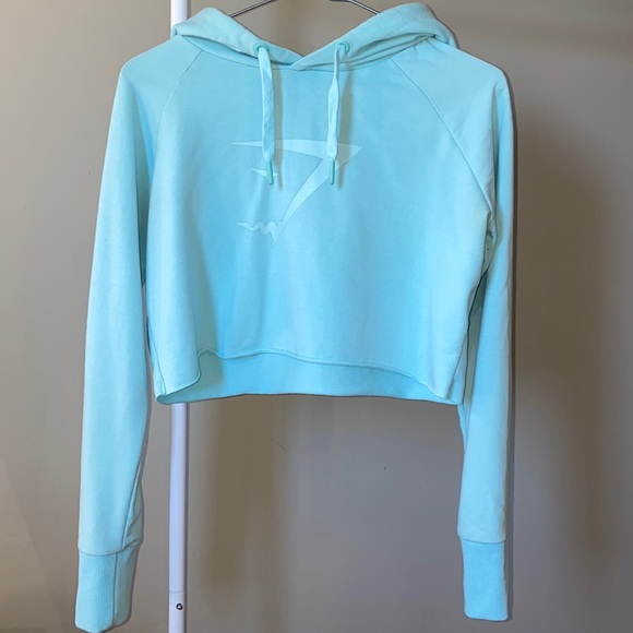 Gymshark Tops - Gymshark Cropped Hoodie - Light Blue